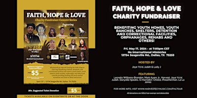 Imagen principal de Faith, Hope & Love Charity Fundraiser Concert - Dallas, TX