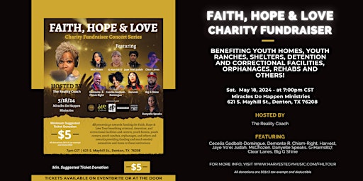 Primaire afbeelding van Faith, Hope & Love Charity Fundraiser Concert - Dallas, TX