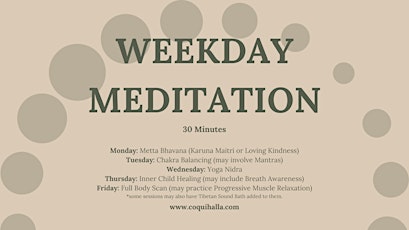 Weekday Meditation, Rowlett, TX | Reflect, Prepare, Rejuvenate | Online