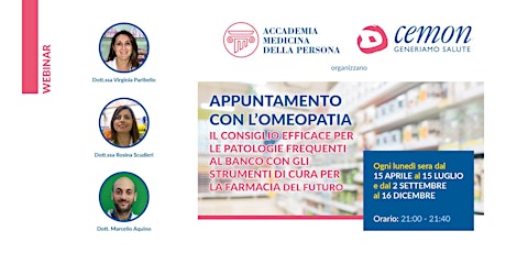 Imagem principal de WEBINAR - APPUNTAMENTO CON L’OMEOPATIA - PARIBELLO - SCUDIERI - AQUINO