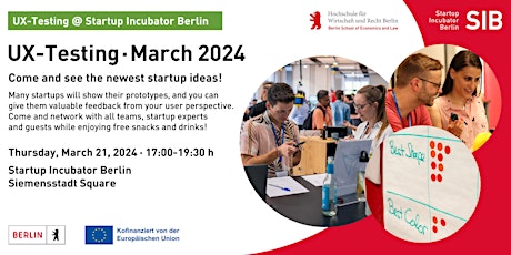 Imagen principal de UX-Testing at the Startup Incubator Berlin - March 2024