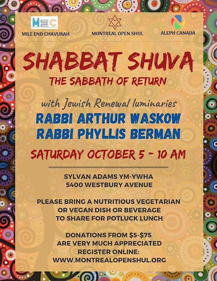 
		Shabbat Shuva with Jewish Renewal Luminaries image
