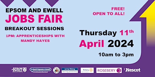 Image principale de Epsom & Ewell Jobs Fair - Breakout Sessions - Apprenticeships