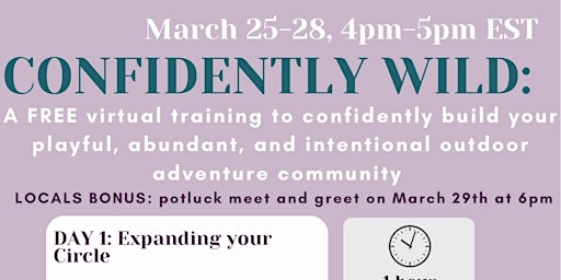 Hauptbild für Confidently Wild: a 4 day virtual training on building an outdoor community