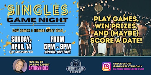 Imagem principal do evento Singles Game Night at Montclair Brewery