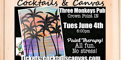 Imagem principal do evento "Tropic Palms" Cocktails and Canvas Painting Art Event