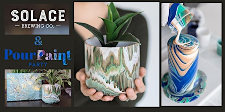 Ceramic Planter & Canvas Acrylic Pouring Event