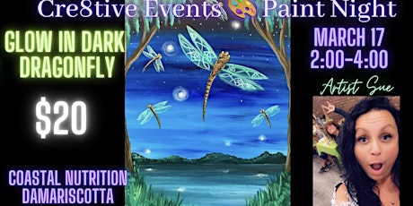 Imagen principal de CANCELED $20 Paint Night -  Dragonfly- Coastal Nutrition Damariscotta