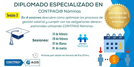 Imagen principal de Diplomado ADS - CONTPAQi® Nóminas - Sesión 3