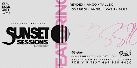 March 31st - Sunset Sessions Easter Sunday