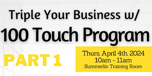 Imagen principal de Triple Your Business with a 100 Touch Program