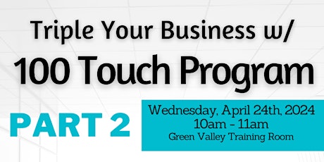 Triple Your Business w/ 100 Touch Program Part 2