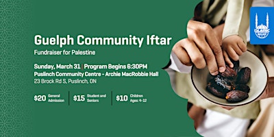 Immagine principale di Community Iftar and Fundraiser for Palestine|Guelph, Ontario 