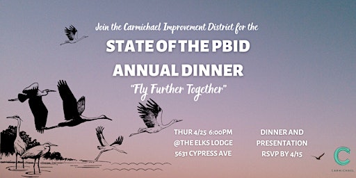 Imagem principal do evento State of the PBID-'Fly Further Together'- Carmichael Improvement District