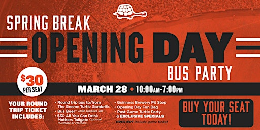 Primaire afbeelding van The Greene Turtle- Orioles Opening Day Party Bus