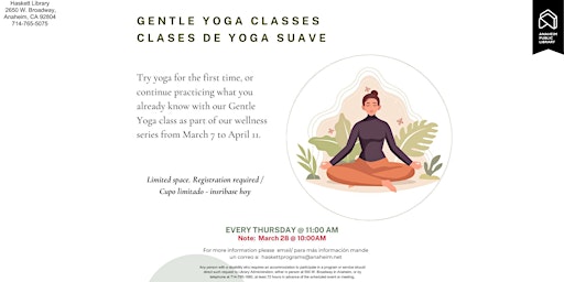 Primaire afbeelding van Gentle Yoga Classes for Adults at Haskett Branch