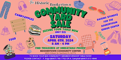 Primaire afbeelding van Community Yard  Sale BOOKERTOWN - Sanford