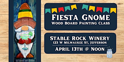 Imagen principal de Fiesta Gnome Wood Board Painting Class