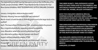 Imagen principal de Oakland Greens Townhall: The Issue Is Race the Phil Donahue