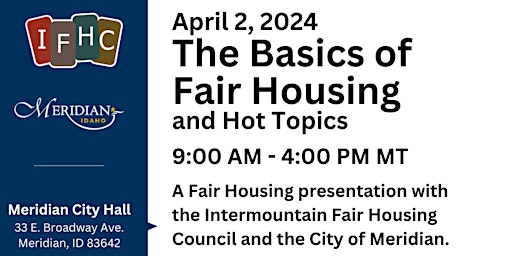 Imagen principal de Fair Housing Basics and Hot Topics - Meridian Idaho