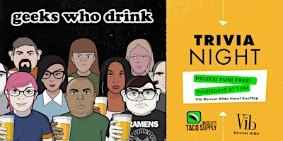 Primaire afbeelding van Geeks Who Drink Trivia | RiNo Rooftop Bar & Restaurant