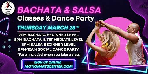 Immagine principale di Bachata & Salsa Classes and Social Dance Party! 