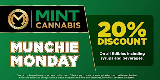Imagen principal de Munchie Monday Madness: 20% Off All Edibles, Beverages, & Syrups!