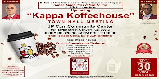 Imagem principal do evento Kappa Koffeehouse: Town Hall Meeting