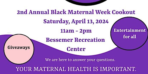 Image principale de 2nd Annual Black Maternal Health Week Cookout