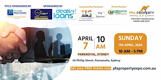 Primaire afbeelding van PFA Property Expo,(10AM to 5PM) 7th April 24, ParkRoyal- Parramatta, Sydney