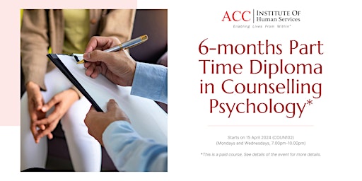 Imagen principal de 6-months Part Time Diploma in Counselling Psychology *FEE REQUIRED*