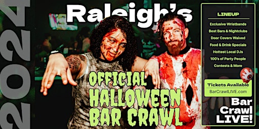 Imagem principal de 2024 Official Halloween Bar Crawl Raleigh Bar Crawl LIVE 3 Dates