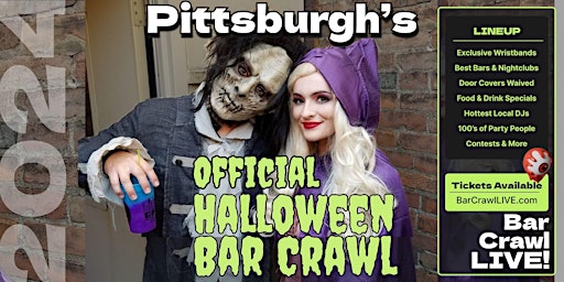 Imagem principal de 2024 Official Halloween Bar Crawl Pittsburgh Bar Crawl LIVE 3 Dates