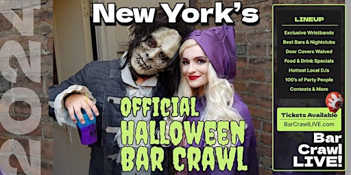 Imagem principal do evento 2024 Official Halloween Bar Crawl New York Bar Crawl LIVE 3 Dates