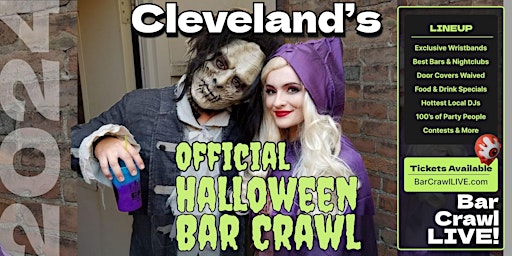 Imagem principal do evento 2024 Official Halloween Bar Crawl Cleveland Bar Crawl LIVE 3 Dates