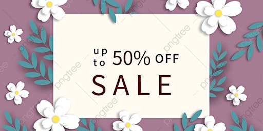 Imagem principal do evento Certainly! If you're advertising a sale with up to 50% off