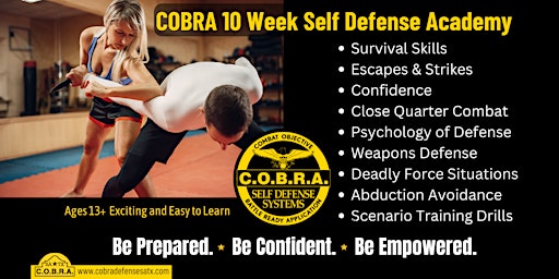 Primaire afbeelding van COBRA 10-Week Self Defense Academy