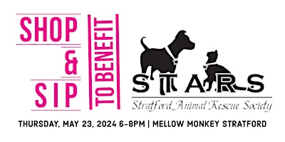 Imagem principal do evento Shop & Sip For Shelter Benefit for Stratford Animal Rescue Society (STARS)