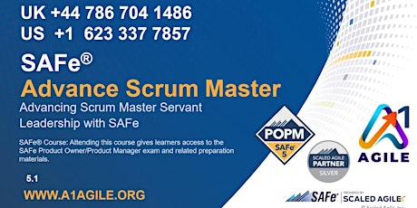 SASM, SAFe Advance Scrum Master 5.1, Certification Remote Training, 8/9Ap