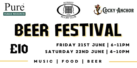 Beer Festival June 21&22, 2024  hosted by Romsey Rugby Club & Cocky Anchor