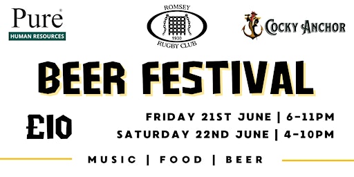 Beer Festival June 21&22, 2024  hosted by Romsey Rugby Club & Cocky Anchor primary image