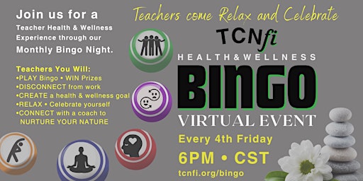 Imagen principal de MONTHLY Teacher Health & Wellness BINGO Night Event - May 24th