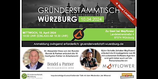 Imagem principal do evento Gründerstammtisch Würzburg 10. April 2024 bei Mayflower