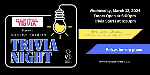 Imagen principal de Trivia Night at Shmidt Spirits Distillery ft. Capital Trivia