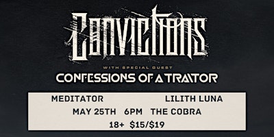 Imagem principal do evento Patio: Convictions | Confessions of a Traitor | Meditator | Lilith Luna