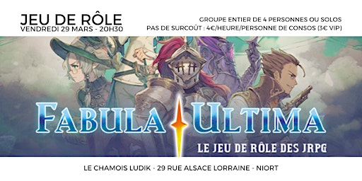 Imagem principal do evento Jeu de rôle : Fabula Ultima
