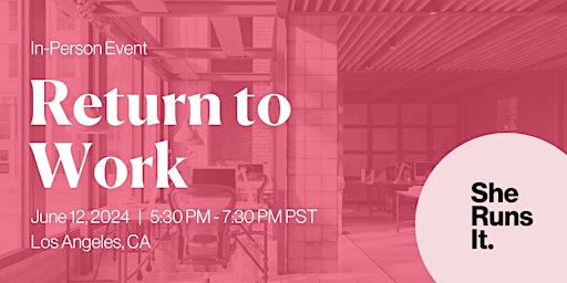 Image principale de IN-PERSON EVENT: Return to Work