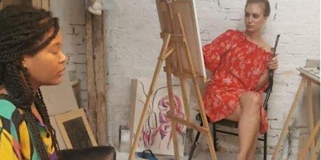 Oil painting class - in an artist studio - painting a portrait in oil