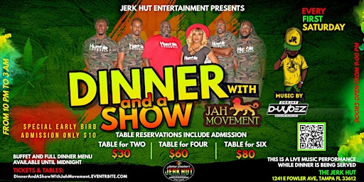 Immagine principale di Dinner and a Show with Jah Movement Band 