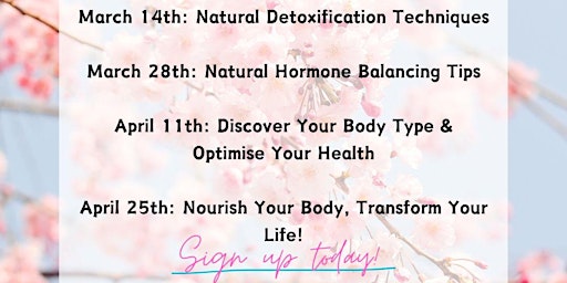 Free Spring Workshops with The School of Naturopathic Nutrition primary image